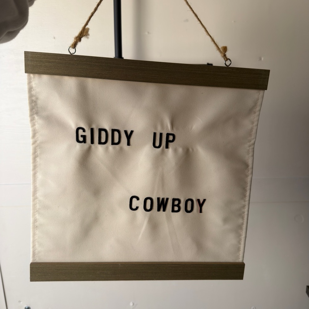 Giddy Up Cowboy Hanging Banner